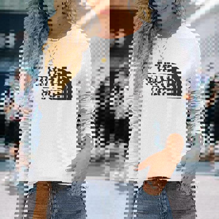 面白いパロディシャツ 夏のクールなデザインのための南の顔 長袖Tシャツ 彼女への贈り物