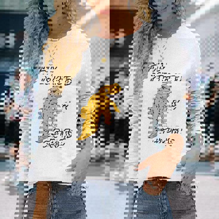 面白いヒョウモントカゲモドキ 発言するトカゲ 爬虫類 長袖Tシャツ 彼女への贈り物