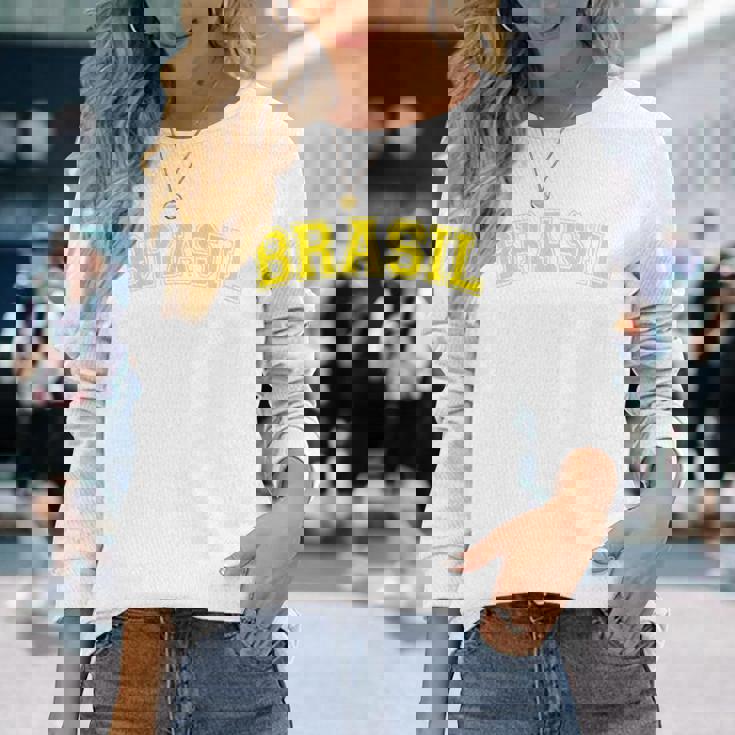 面白いブラジルシャツ ブラジルグリーンフラッグ 長袖Tシャツ 彼女への贈り物