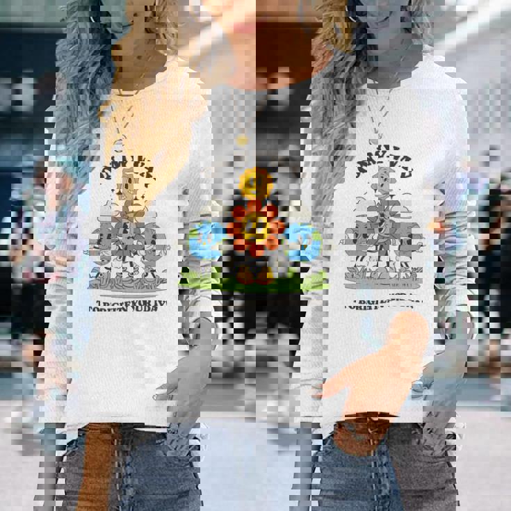 面白いポジティブスマイルサンガーデンハッピーガーデナー植物が育つ 長袖tシャツ 長袖Tシャツ 彼女への贈り物