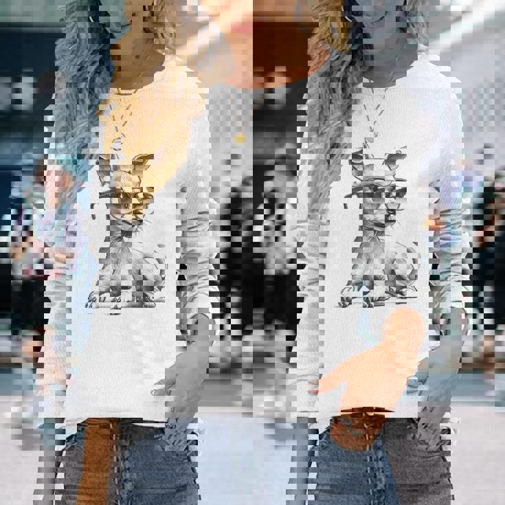 面白いミニチュアピンシャードッグミニピンサングラスデザイン。 長袖Tシャツ 彼女への贈り物