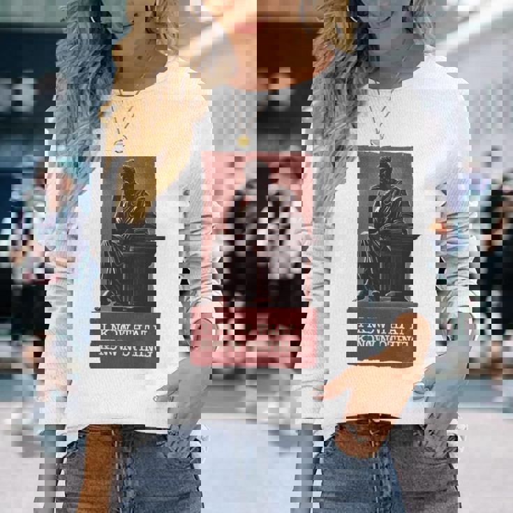 面白い哲学ギフト 哲学者のためのギリシャ語の引用 長袖tシャツ 長袖Tシャツ 彼女への贈り物