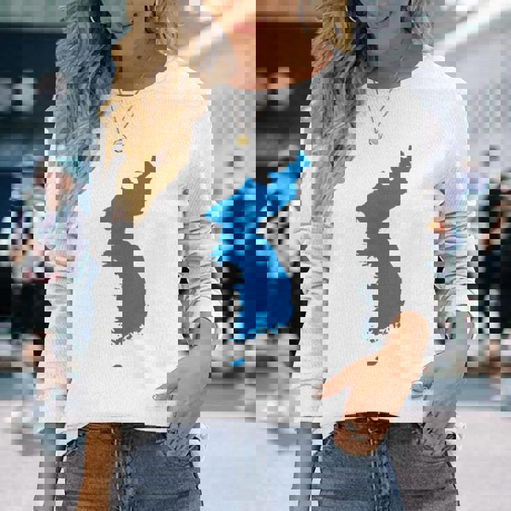 韓国統一旗、韓国統一地図 長袖Tシャツ 彼女への贈り物