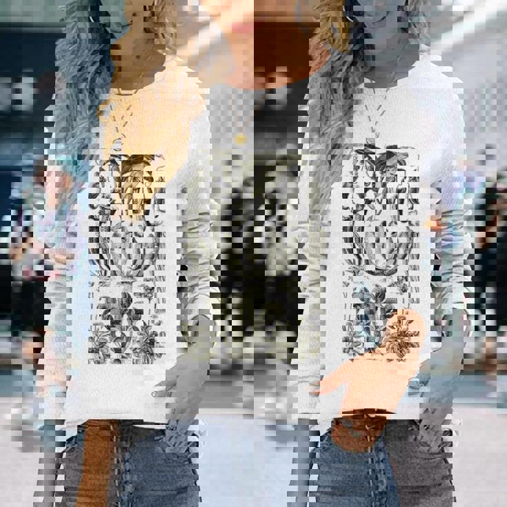 食虫植物 ヴィンテージ サラセニア ボタニカル 長袖Tシャツ 彼女への贈り物