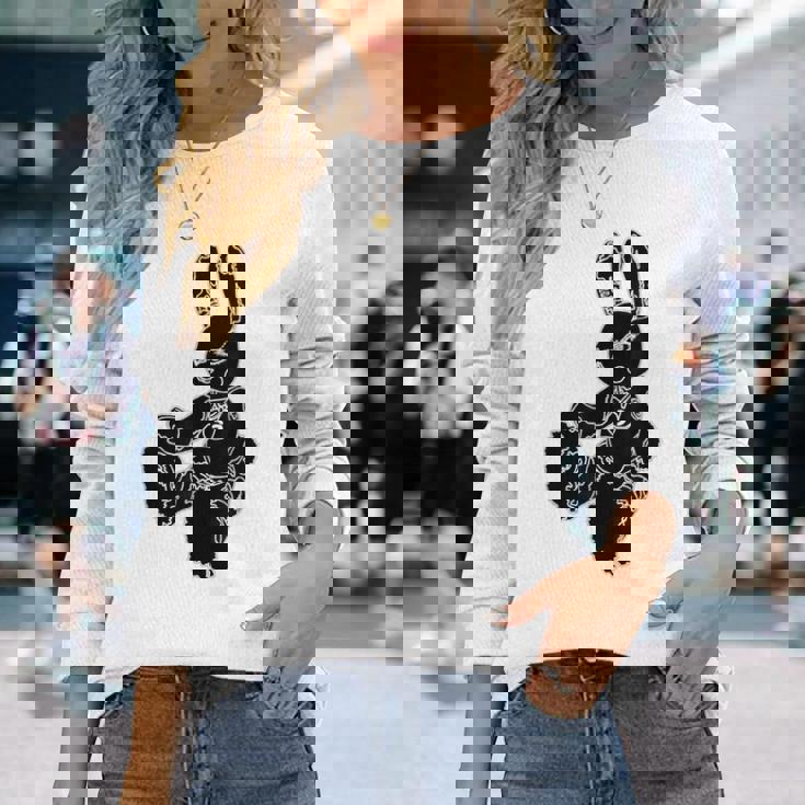 黒うさぎ星人 長袖Tシャツ 彼女への贈り物