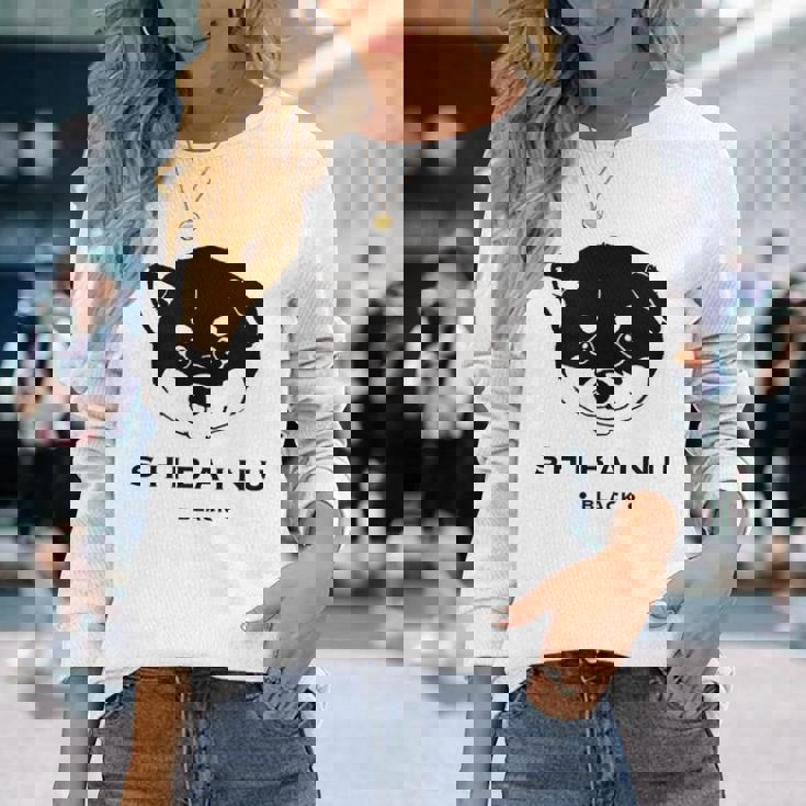 黒柴ちびちゃん かわいい柴犬 長袖Tシャツ 彼女への贈り物