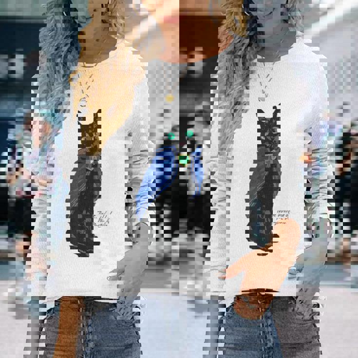 黒猫のウィズ 黒猫 長袖Tシャツ 彼女への贈り物