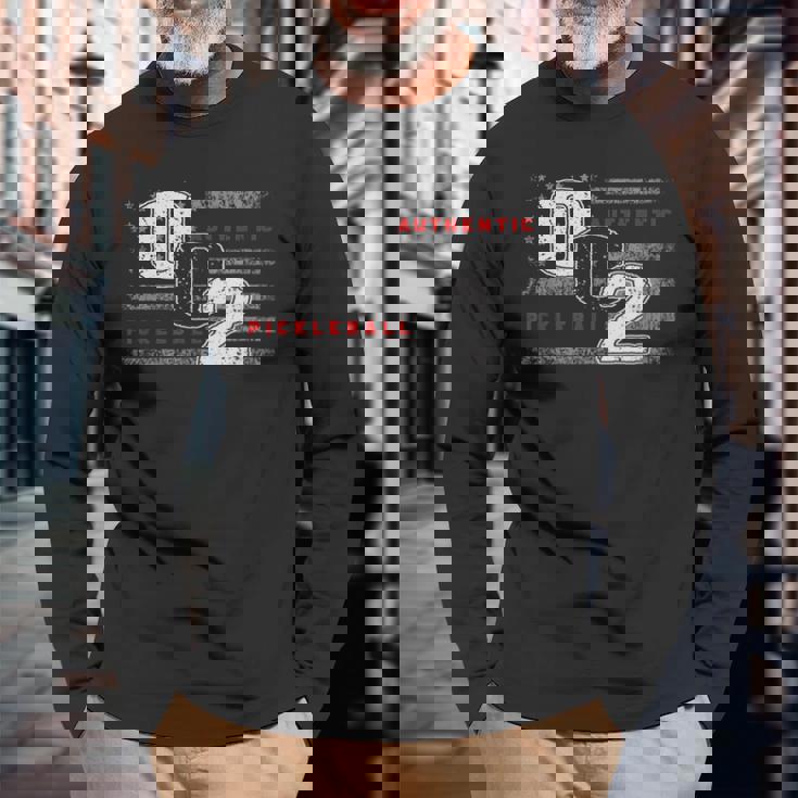 002ピックルボールフラッグ 長袖Tシャツ 高齢者への贈り物