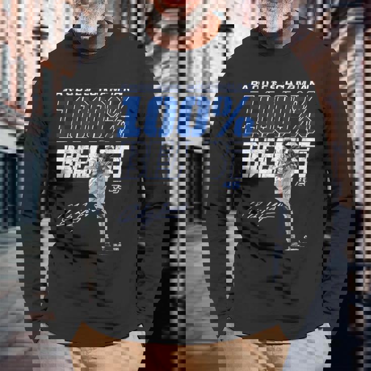 100 Beast Aroldis Chapman Texas Mlbpa 長袖Tシャツ 高齢者への贈り物