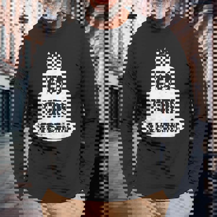 100年のお祝い イベント、記念日、誕生日。 長袖Tシャツ 高齢者への贈り物