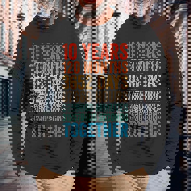 10年目の記念日 彼 彼女 カップル 10回目の結婚 長袖Tシャツ 高齢者への贈り物