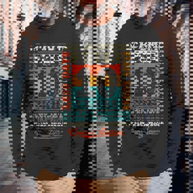 10歳の誕生日 10歳 120ヶ月 すごい生まれ 2015 長袖Tシャツ 高齢者への贈り物