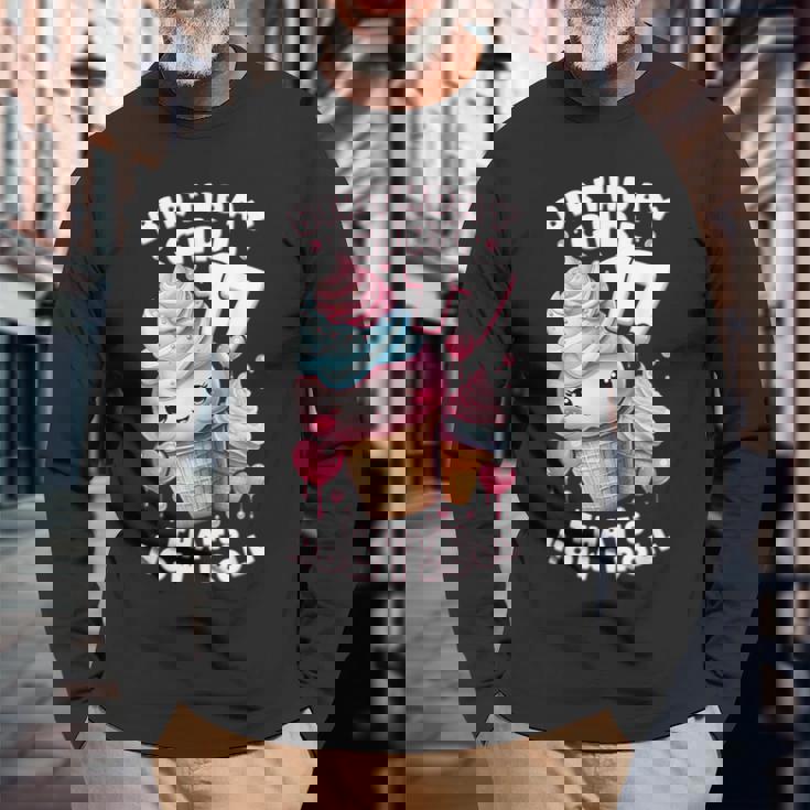 17歳の誕生日ガール 17年目 アイスクリーム 背番号17 長袖Tシャツ 高齢者への贈り物