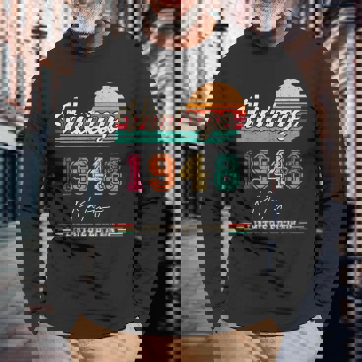 1948年5月生まれ ヴィンテージ ハッピーバースデー 76歳 長袖Tシャツ 高齢者への贈り物