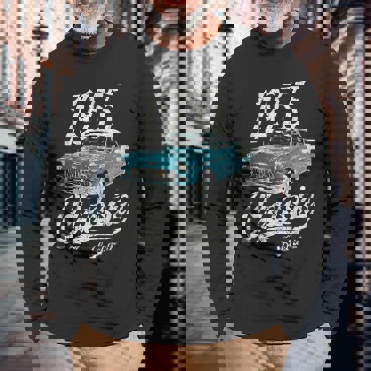 1955 シボレーベルエアブルー 長袖Tシャツ 高齢者への贈り物