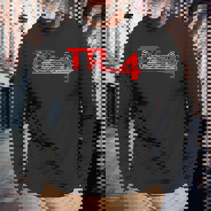 1960年代トライアンフ Tr4クラシック英国カーグリルとエンブレム。 長袖Tシャツ 高齢者への贈り物