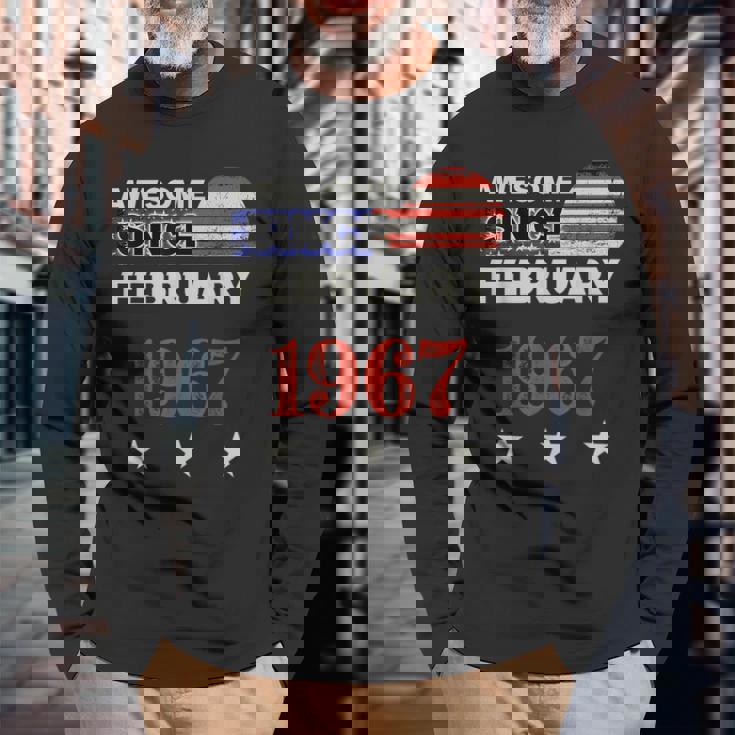 1967年以来素晴らしいヴィンテージアメリカ国旗クラシック1967年2月。 長袖Tシャツ 高齢者への贈り物