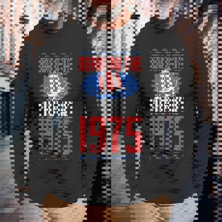 1975年7月4日誕生年アメリカ誕生日パーティーに生まれる 長袖Tシャツ 高齢者への贈り物