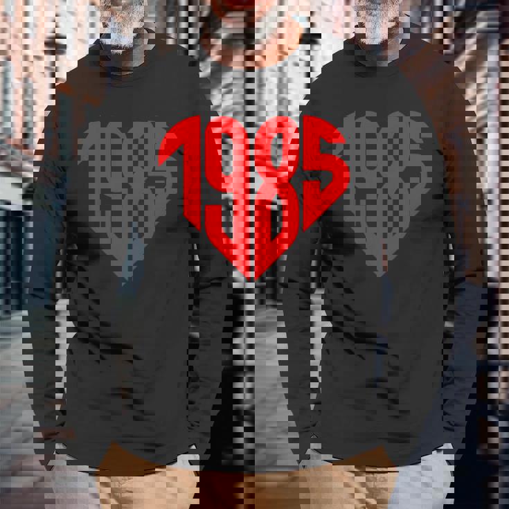 1985 ハート型 ヴィンテージ 1985 ハート型 ラブ 40歳の誕生日に 長袖Tシャツ 高齢者への贈り物