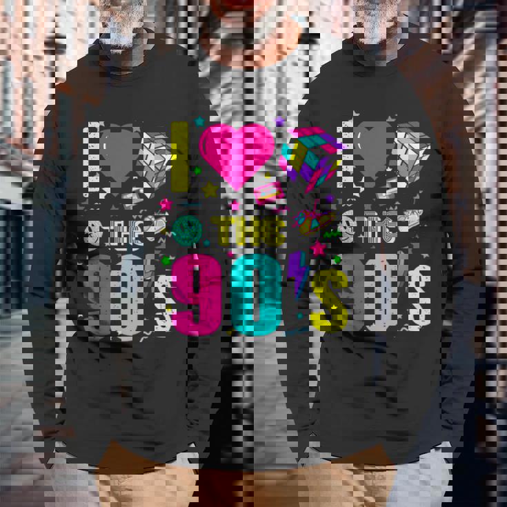 1990'S 90S Retro I Heart The Nineties Costume Party 長袖Tシャツ 高齢者への贈り物