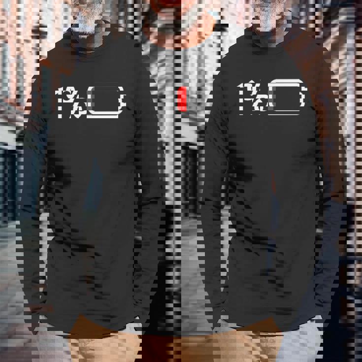 1バッテリー – 1バッテリー I 面白い 低エネルギーパーセント 長袖Tシャツ 高齢者への贈り物