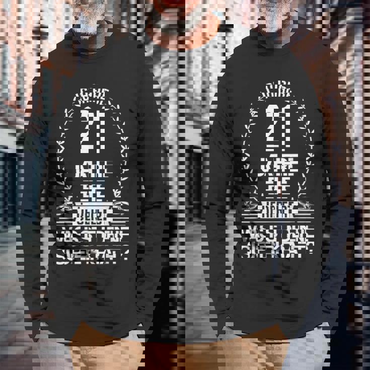 21年 結婚21周年 記念日 ギフト 長袖Tシャツ 高齢者への贈り物