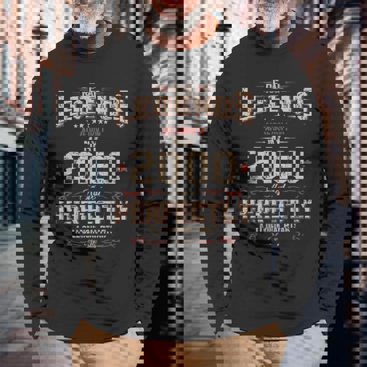 25 歳の誕生日 男性 オリジナル 5月 ヴィンテージ 2000 年 ギフト 長袖Tシャツ 高齢者への贈り物