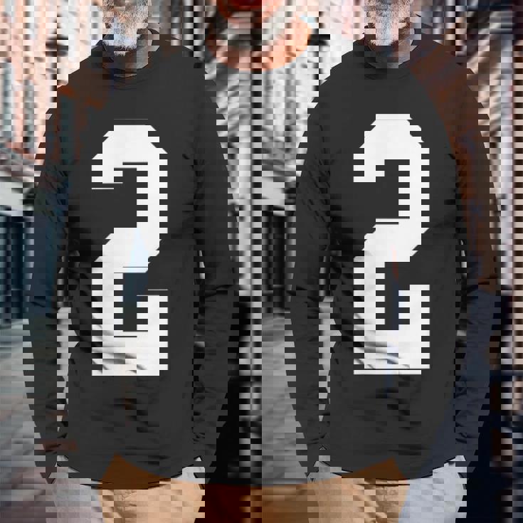 2番の大学スポーツスタイル。ホワイト。 長袖Tシャツ 高齢者への贈り物