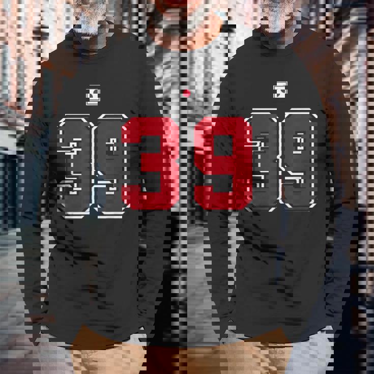 39 ナンバー カレッジスタイル ヴィンテージ 赤 白 日本国旗 長袖Tシャツ 高齢者への贈り物