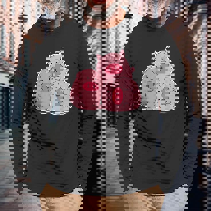 3匹の小さな豚 長袖Tシャツ 高齢者への贈り物