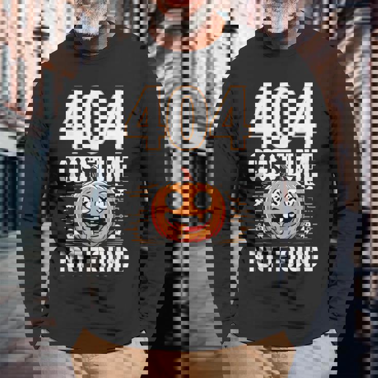 404 コスチューム未発見 ピクセルアート ハロウィンデザイン 長袖Tシャツ 高齢者への贈り物