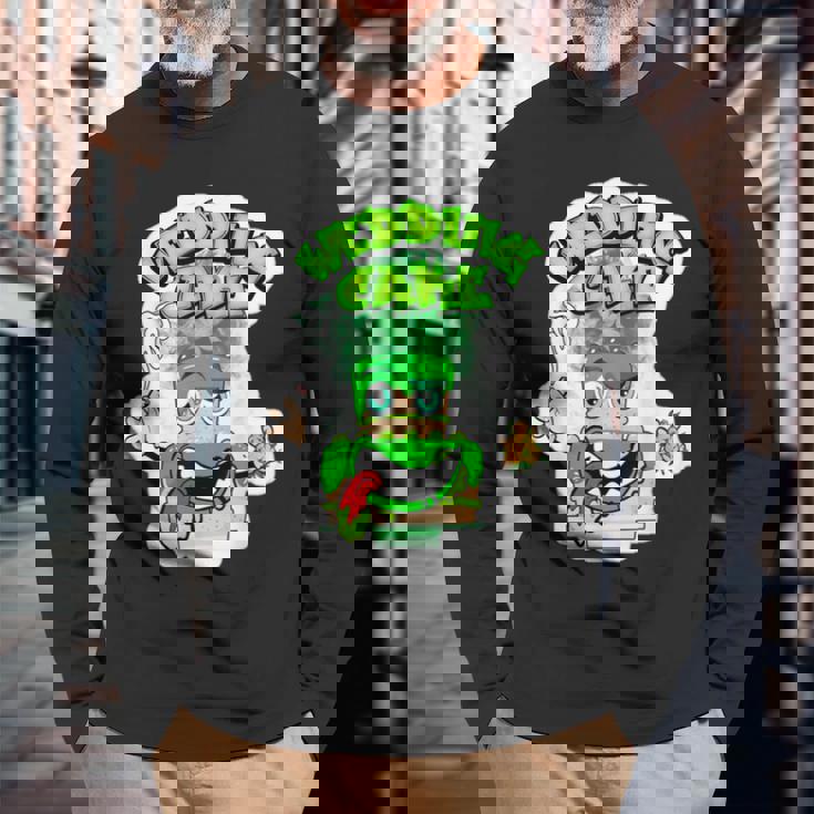 420 カンナビスカルチャーストーナー ウェディングケーキ 雑草ひずみ 長袖Tシャツ 高齢者への贈り物