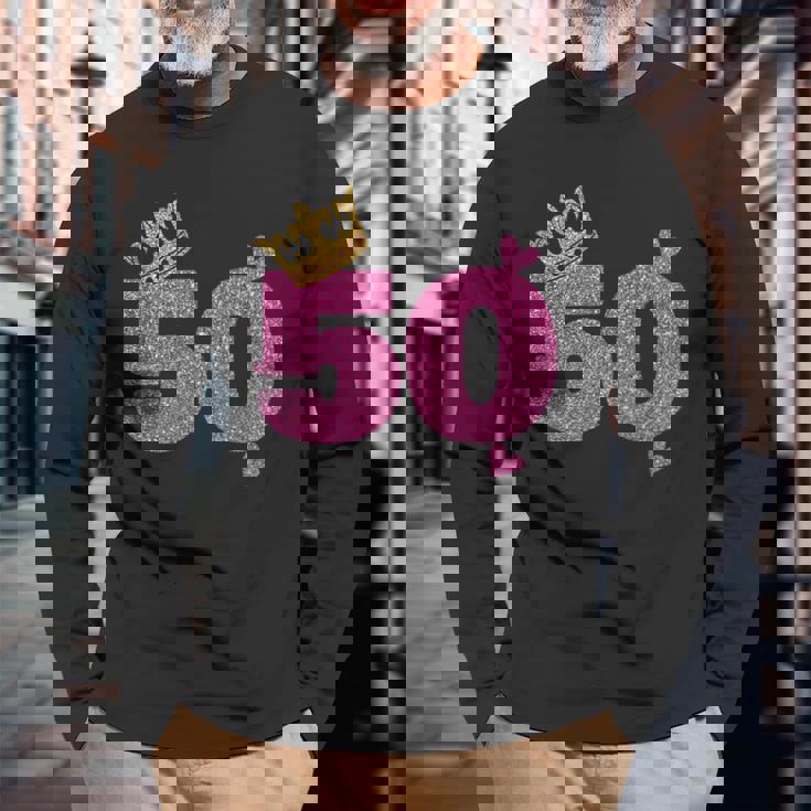 50歳の誕生日 王冠 50歳の誕生日 長袖Tシャツ 高齢者への贈り物