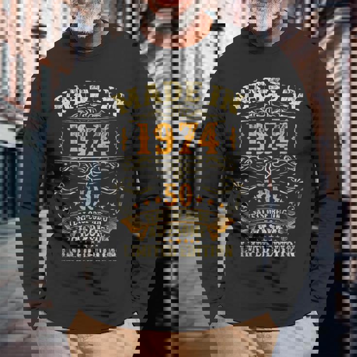 50歳ギフト メンズ ヴィンテージ 1974年 50歳の誕生日 長袖Tシャツ 高齢者への贈り物