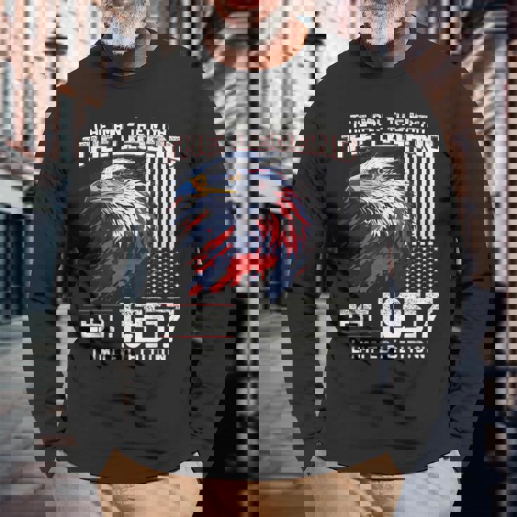 67 歳の誕生日 メンズ オリジナル ヴィンテージ 1957 長袖Tシャツ 高齢者への贈り物