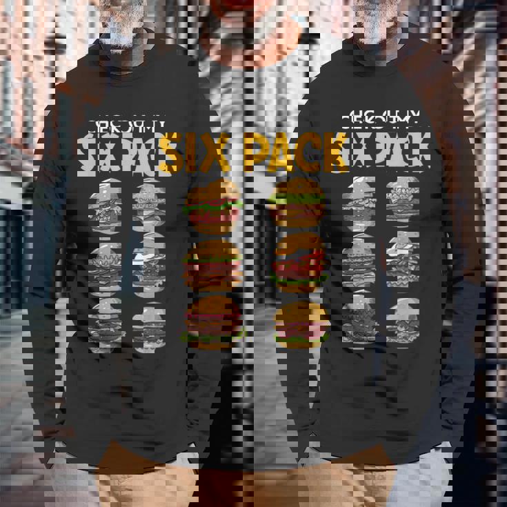6パック バーガー 長袖Tシャツ 高齢者への贈り物