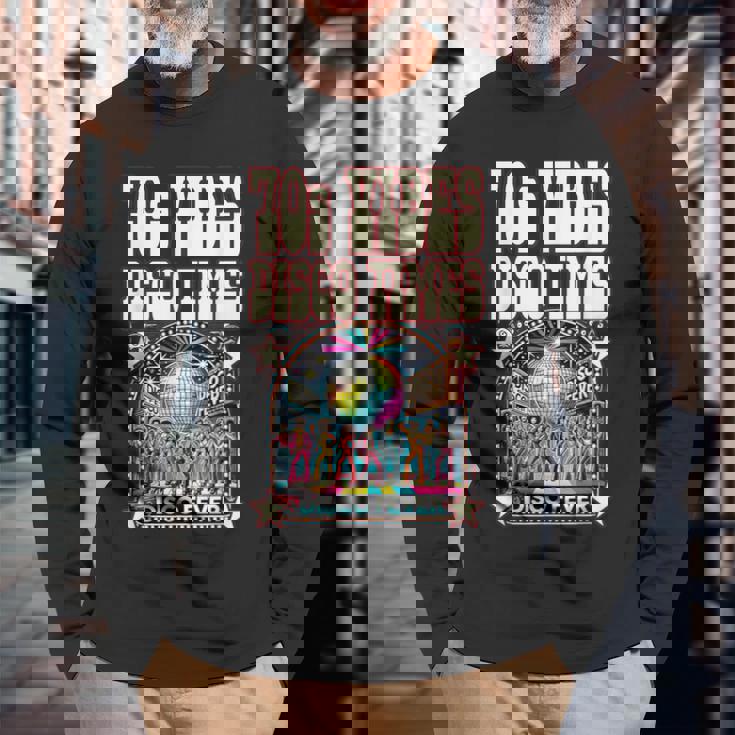 70Sibes Disco Times 揺れる70年代スタイル ディスコダンスクラブ 長袖Tシャツ 高齢者への贈り物