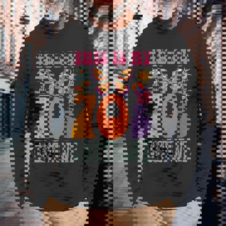 70年代ディスコ衣装 男女兼用 Peace Love ヒッピーコスチューム 長袖Tシャツ 高齢者への贈り物