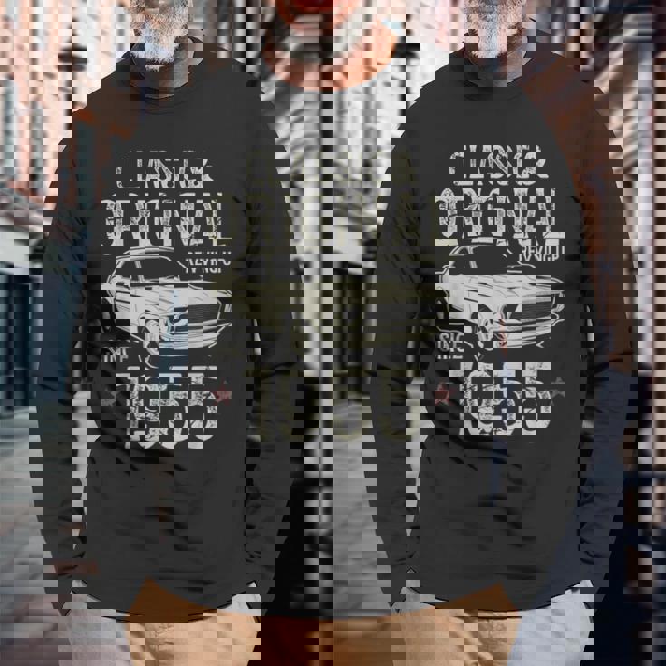 70歳の誕生日 1955年クラシックカー 長袖Tシャツ 高齢者への贈り物