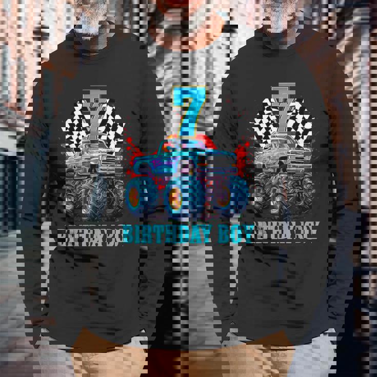 7歳 7歳の誕生日 男の子 モンスタートラック 車 長袖Tシャツ 高齢者への贈り物