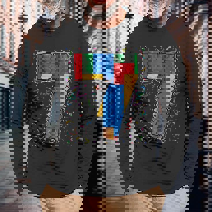 7歳 ブロック 建物 マスタービルダー 7歳の誕生日 男の子 長袖Tシャツ 高齢者への贈り物