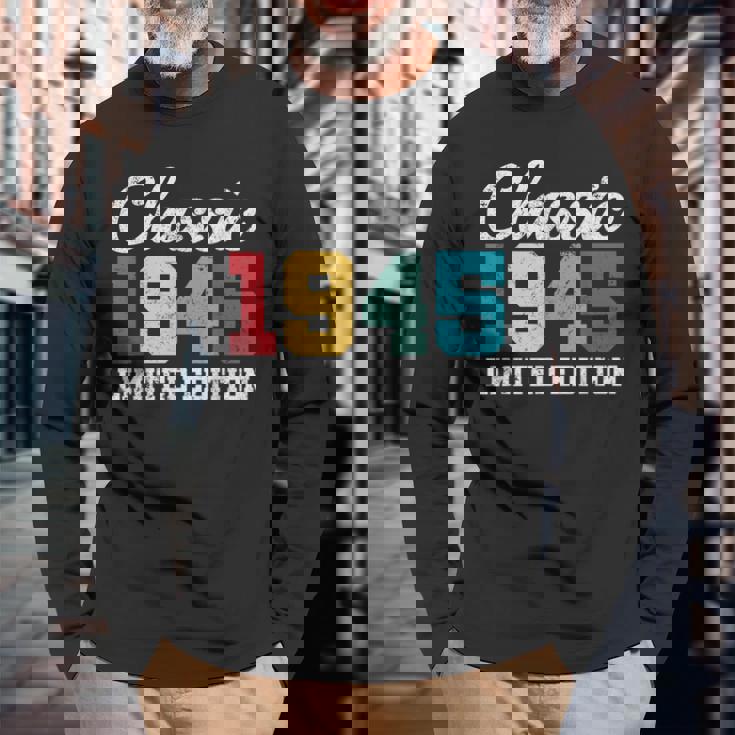 80歳クラシック1945年限定版レトロ80歳の誕生日 長袖Tシャツ 高齢者への贈り物