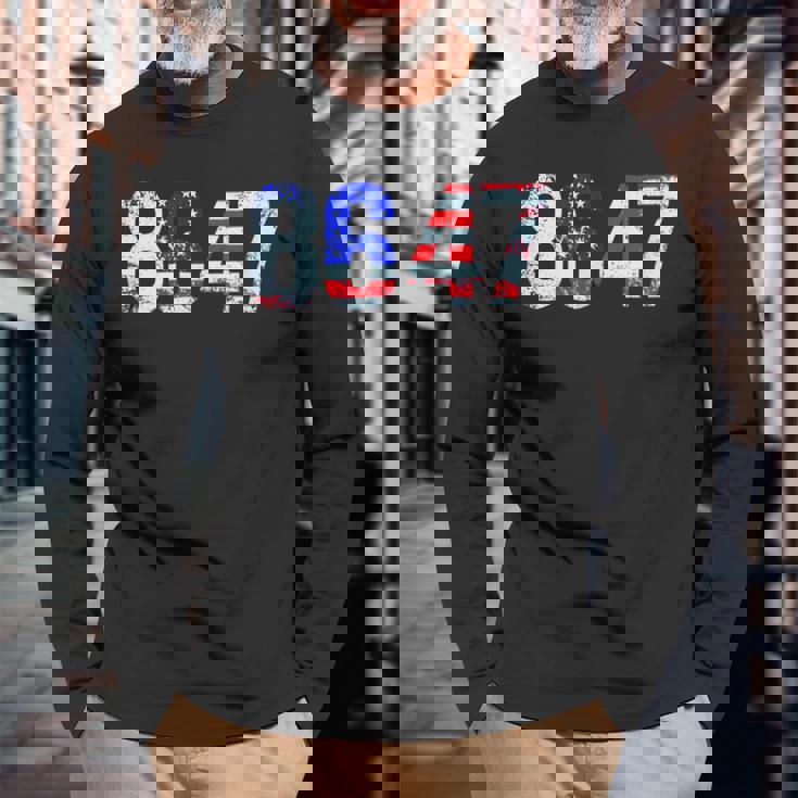 86 47 反トランプ大統領人権 8647 長袖Tシャツ 高齢者への贈り物