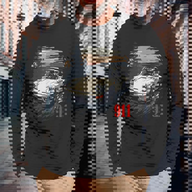911ターボレトロヴィンテージ964カークラシック自動車トラック。 長袖Tシャツ 高齢者への贈り物