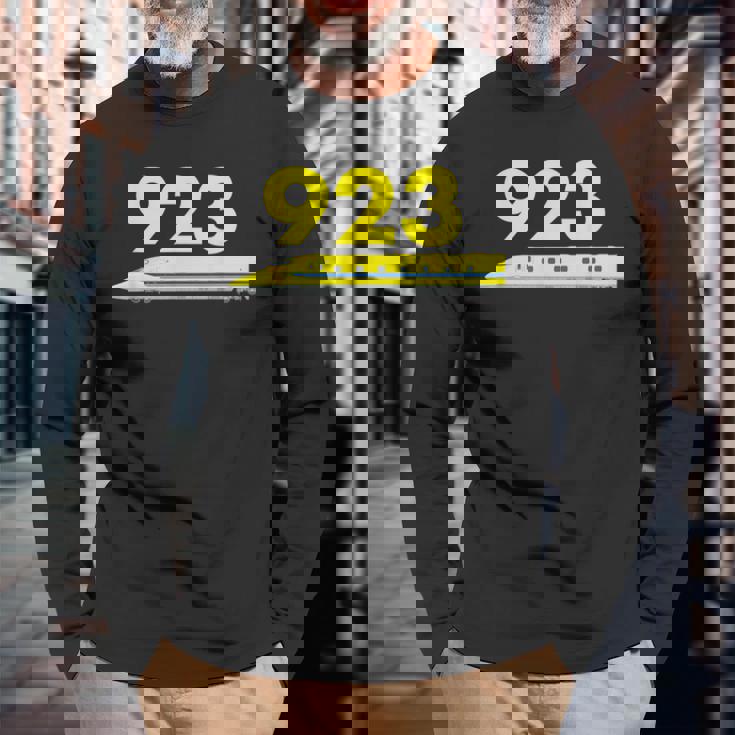 923形ドクターイエローT4 イラスト923テキスト 長袖Tシャツ 高齢者への贈り物