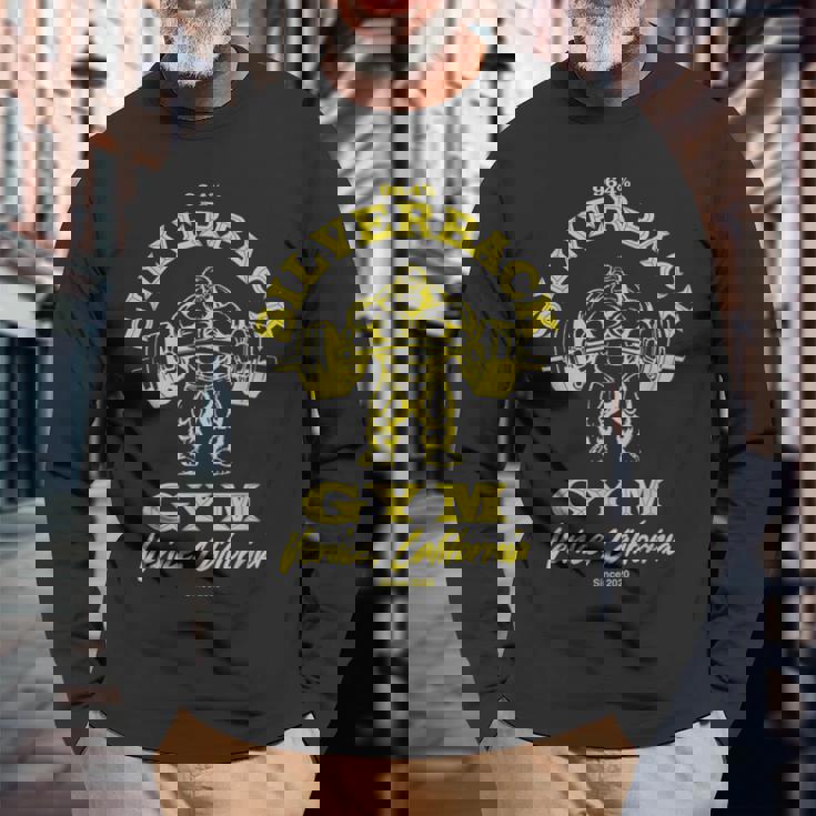 964シルバーバックゴリラ、ジムアパレル、ボディビルディング、ジム。 長袖Tシャツ 高齢者への贈り物