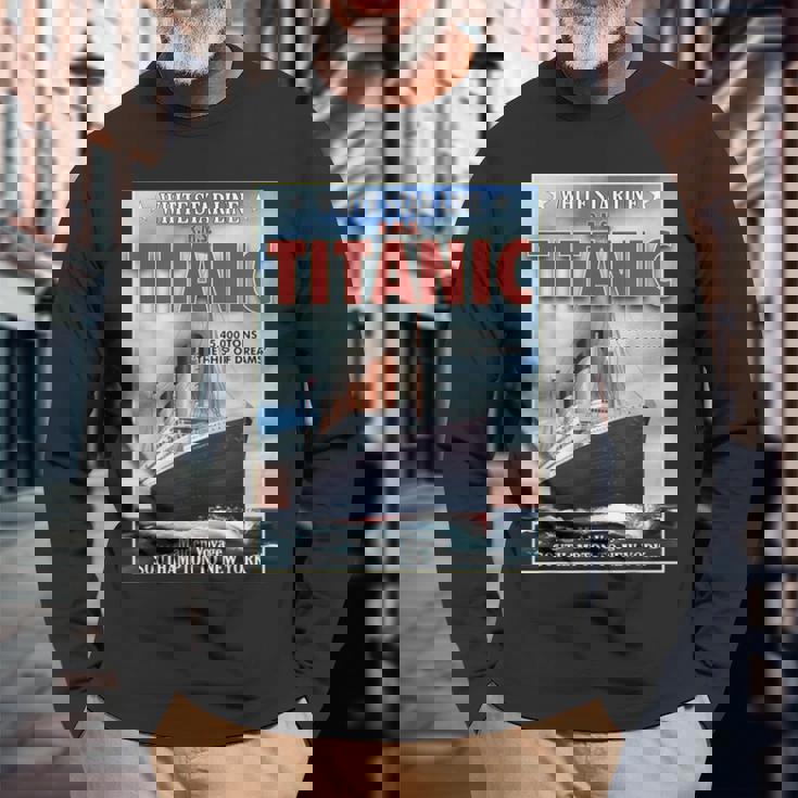 A 1912 ヴィンテージ タイタニック 航海船 クルーズ船 長袖Tシャツ 高齢者への贈り物