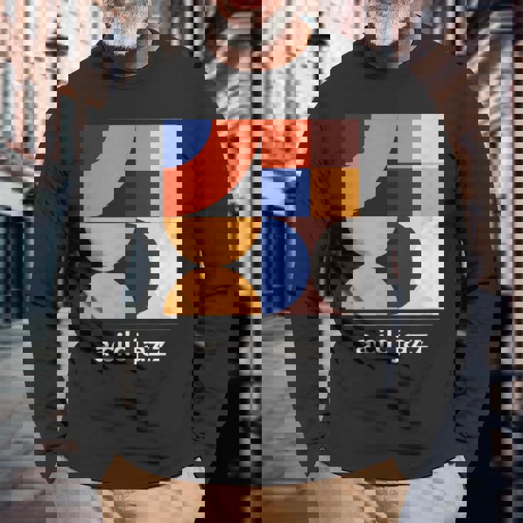 Acid Jazz ヴィンテージジャズミュージックバンド ミニマルtシャツ 長袖Tシャツ 高齢者への贈り物