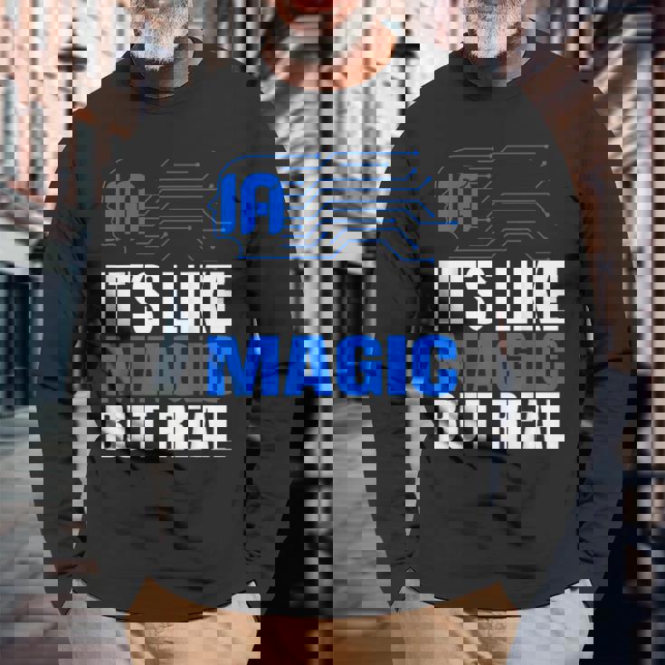 Aiマジック リアルロボットテック 未来 デジタルマインド 長袖Tシャツ 高齢者への贈り物