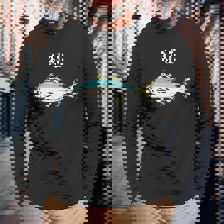 Aji 鯵 アジ 願掛け 釣り好き 魚好き 海釣り 趣味 おもしろ 寿司ネタ 趣味釣り 船釣り 釣り 長袖Tシャツ 高齢者への贈り物